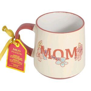 Best Friends Collection MOM Ivory And Brick Embossed Ceramic Coffee Mug 17oz NEW